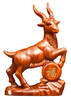 花梨木雕生肖山羊摆件乔迁送礼