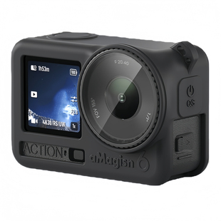 阿迈适配Dji大疆Action6保护套硅胶壳配件大疆Action6硅胶壳机身防护配件镜头防摔耐脏钢化膜自拍杆骑行配件