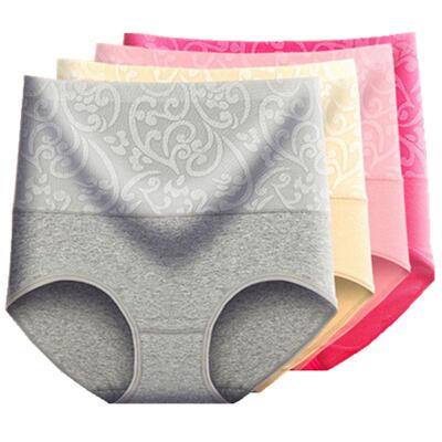 4条装高腰内裤女纯棉产后胖mm