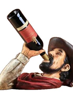 美式西部牛仔树脂鹿角酒庄摆件