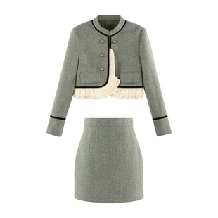 秋冬装搭配一整套冬季套装女高级感气质小香风短外套半身裙两件套