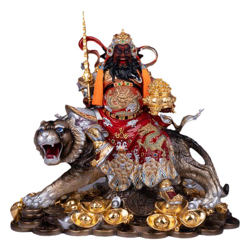 台湾铜彩绘武财神赵公明招财摆件
