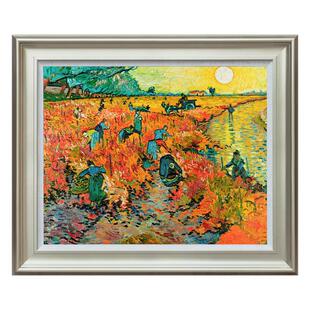 风色红色葡萄园梵高丰收风景油画欧式客厅美式餐厅挂画玄关装饰画