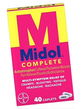 美国拜耳进口Midol止痛头疼酸痛成人月经缓解经期大姨妈痛