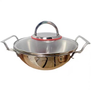 出口德国18/10不锈钢海鲜锅拉面锅小炒锅一人用寿喜锅家用干锅