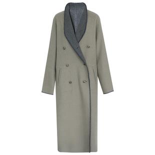 COCOBELLA[双面穿]高智感长款羊毛大衣女贝壳绣毛呢外套WL7062-3