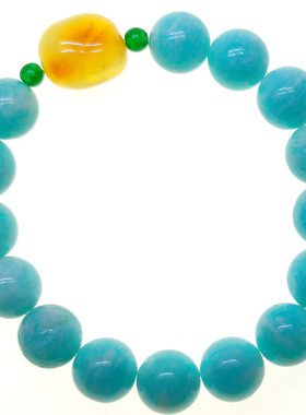 天然莫桑比克天河石手串原矿蜜蜡蓝色手链男