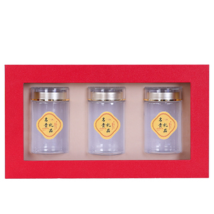 西洋参燕窝石斛鲍鱼海参鱼胶灵芝元贝开窗包装盒瓶装双拼礼盒定制