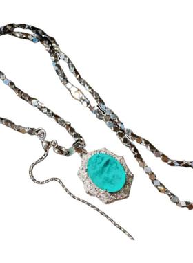 塞纳河畔湖蓝雪花宝石项链音符露珠镀18K金 星星点点帕拉锆石项链