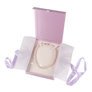 高级仿真丝珍珠项链盒大牌风首饰盒轻奢粉色泰丝大项链耳钉套装盒