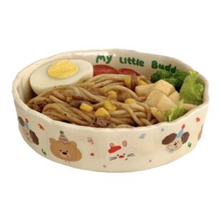 盘子奶油色可爱餐盘陶瓷家用菜盘深盘水果沙拉盘甜品点心盘早餐盘