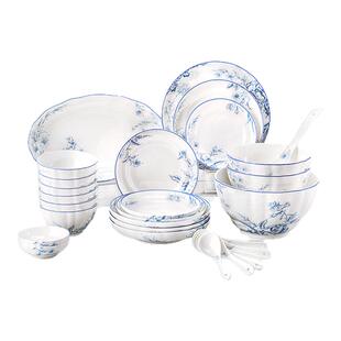 玛戈隆特水岸花影骨瓷碗中国风盘子国风汤碗骨瓷餐具轻奢风餐具