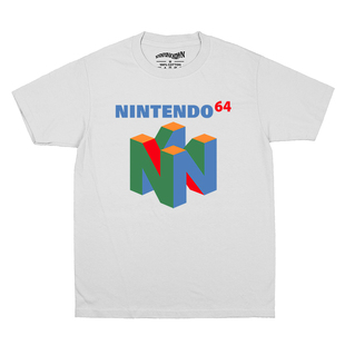 Nintendo 64任天堂蒸汽波Vaporwave纯棉休闲白色印花短袖小众T恤