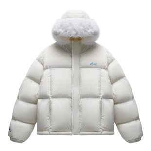 NARTALIY星芒代码云朵无胆充绒泡芙连帽羽绒服外套可拆毛领面包服