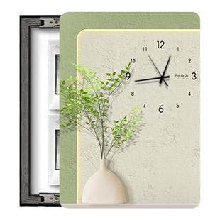 奶油风电表箱装饰画带钟表竖款免打孔绿植配电箱遮挡多媒体盒挂画