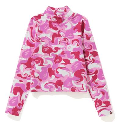 BAPE女装春夏猿人大理石纹迷彩图案小高领长袖T恤11001XI