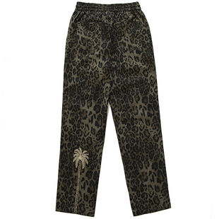 烦恼的Octopusl美式豹纹椰树刺绣长裤直筒宽松复古百搭长裤子男潮