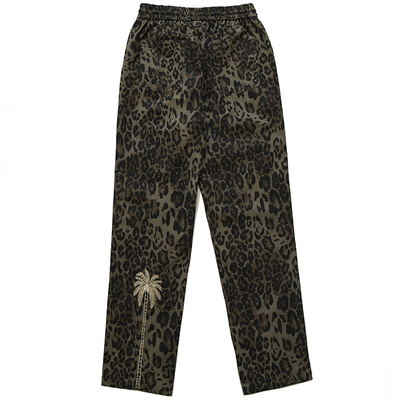 Octopusl豹纹刺绣直筒长裤