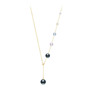 黛米珠宝 姣丽 3-10mm圆形akoya海水满天星珍珠项链18K金锁骨颈链