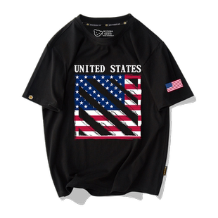 美国USA华盛顿国旗标志自由女神像国家地理短袖t恤衫男女纯棉半袖