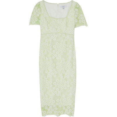 【皇家赛马会】LK BENNETT浅绿色蕾丝连衣裙女方领一步优雅礼服裙