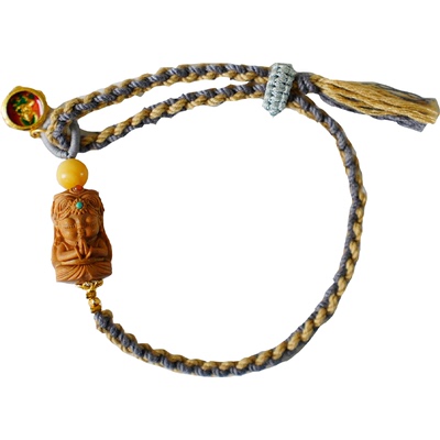 山木集 藏式扎基拉姆财神老山檀编绳手串招米转运男女款原创手链*