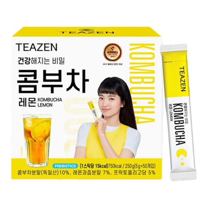 韩国Teazen康普茶果果同款金泰梨柠檬茶粉冲饮10条装5g速溶饮料