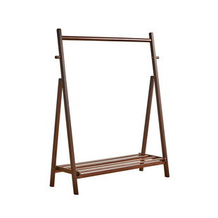 家逸全实木挂衣架卧室落地衣帽架可折叠客厅置物架立式晾衣服架子