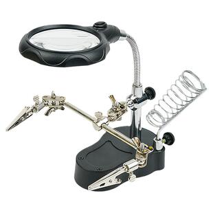 建筑模型手办拼装制作上色用多功能放大镜钳立式台式带led灯笔涂