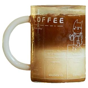 肆月玻璃杯咖啡杯高颜值高硼硅耐高温刻度水杯家用喝水带把手杯子