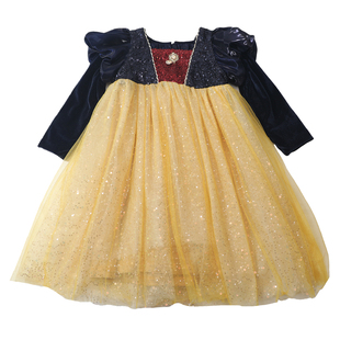 女童白雪公主裙2025新款秋冬季洋气儿童裙子宝宝新年装生日连衣裙