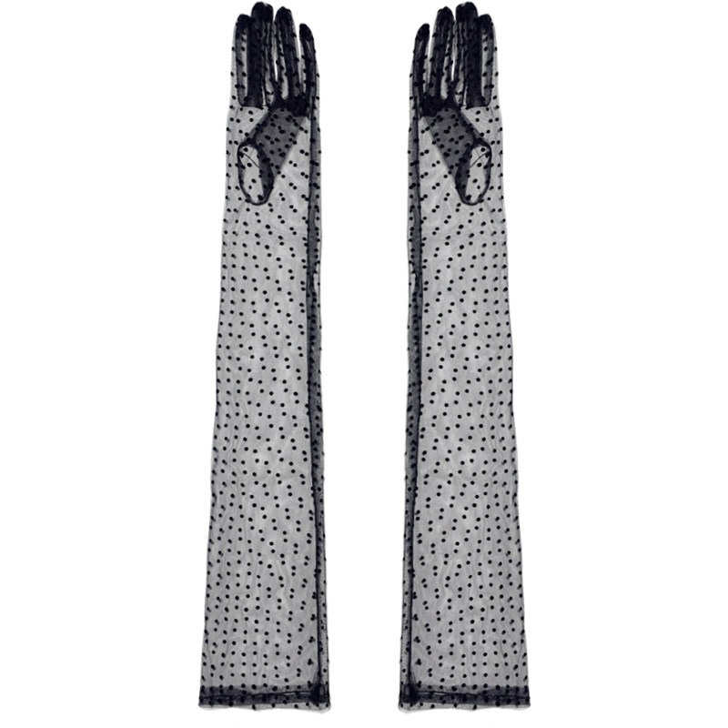 Lolita波点蕾丝网纱透明法式复古礼服长手套女lo娘搭配袖套臂袖