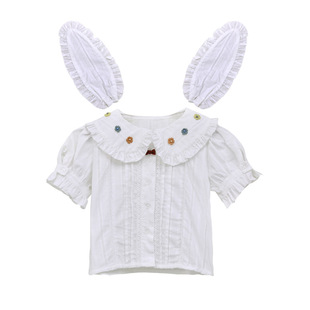 儿童衬衫JK女童短袖薄款衬衣宝宝小女孩夏款纯棉网红上衣小童春装