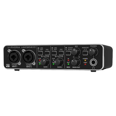 BEHRINGER/百灵达UMC204HD 录音直播乐队编曲助眠专业USB外置声卡