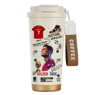 足球创意礼物水杯C罗梅西内马尔姆巴佩纪念保温杯球迷定制杯子男