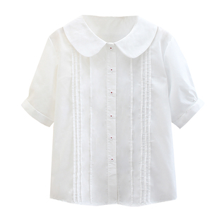 娃娃领短袖衬衫女轻奢高级感夏季新款半袖衬衣宽松法式小众上衣