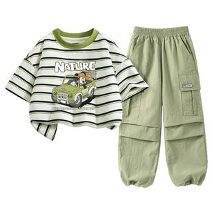 迪士尼男童短袖t恤2026新款夏装男孩衣服童装运动服儿童夏季套装