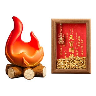 新年红红火火柴火乔迁玄关钥匙收纳摆件客厅红色火焰暖居搬家礼物
