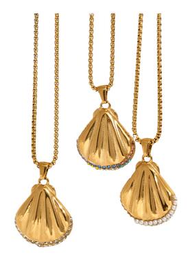 DASEIN ACC欧美夏日BLINGBLING甜美风扇贝贝壳珍珠锆石项链套装