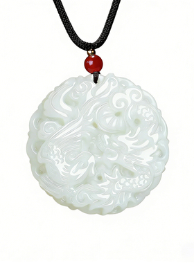 天然正品和田玉龙凤吊坠