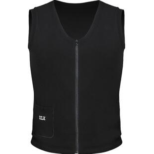 桑蚕丝男士保暖马甲中年爸爸冬内穿加厚背心纯色丝绵打底宽松马夹