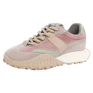 森达可可拿铁加绒运动鞋女秋冬款百搭阿甘鞋拼接巨好看厚底休闲鞋