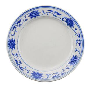 景德镇十大瓷厂七十年代青花缠枝纹七寸平盘壶承炒菜盘包老包真