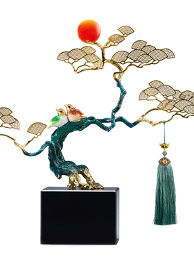 大铜世家招财松树花丝摆件