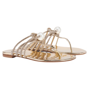 CASADEI/卡桑蒂LABUAN仙女风气质珍珠水钻优雅平底鞋夹趾凉鞋