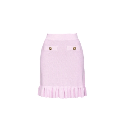 荷叶边下摆针织短款半身裙