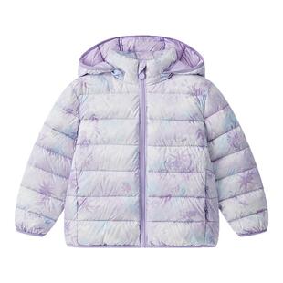 观山见笛莎联名童装女童国风印花羽绒服秋冬新款儿童羽绒连帽外套