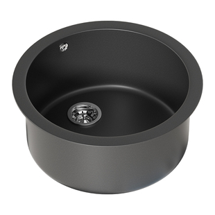 德希顿1008厨房石英石岛台水槽圆形水吧台西厨小单槽台下盆洗菜盆