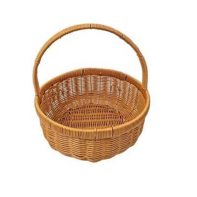 摘草莓摘菜手提篮子家用收纳仿藤编织水果篮鸡蛋花篮户外提篮野餐