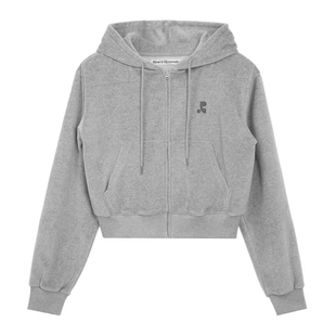 专柜正品restandrecreation绒面拉链连帽卫衣女RR宽松短款外套潮